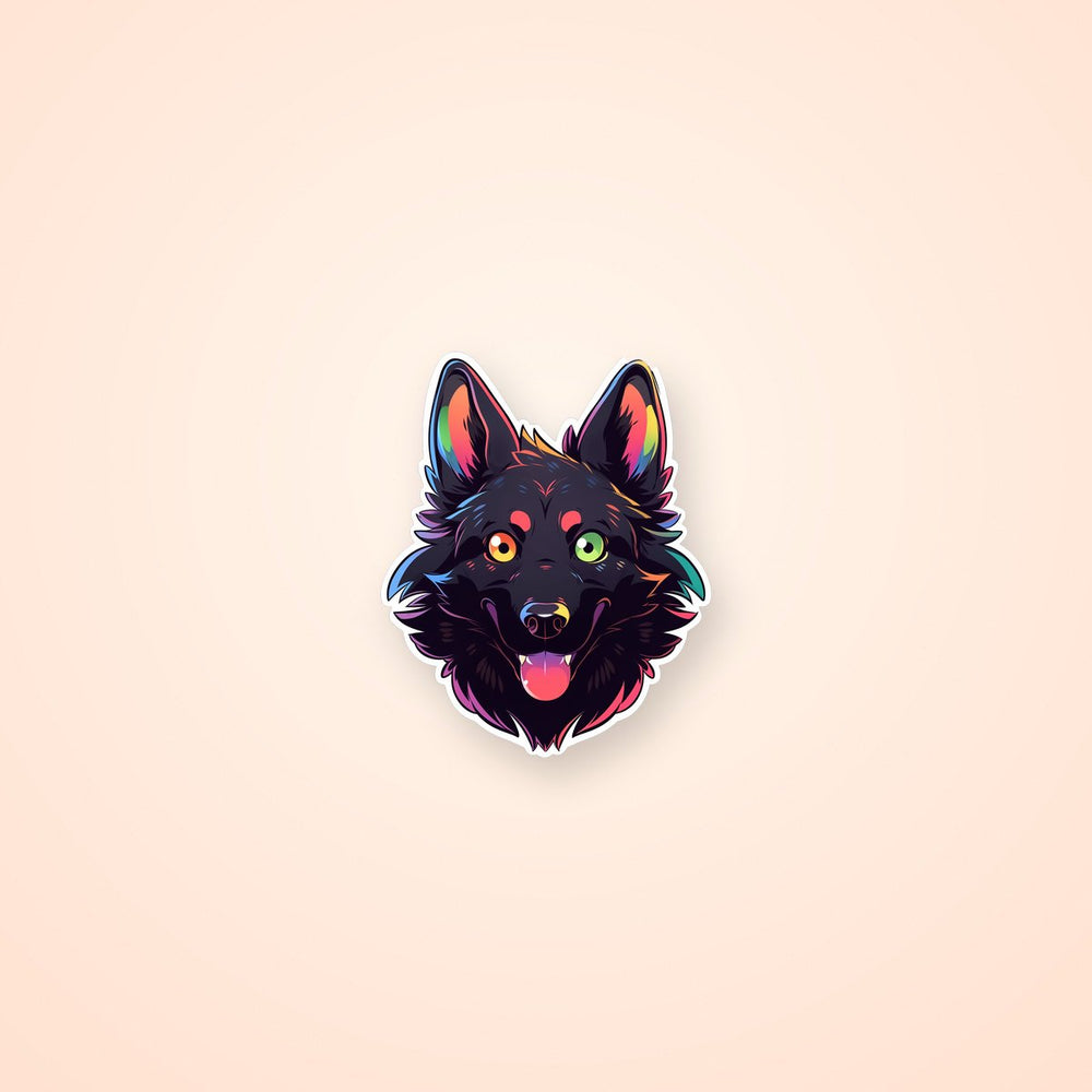 Colorful Funny Dog Head Sticker