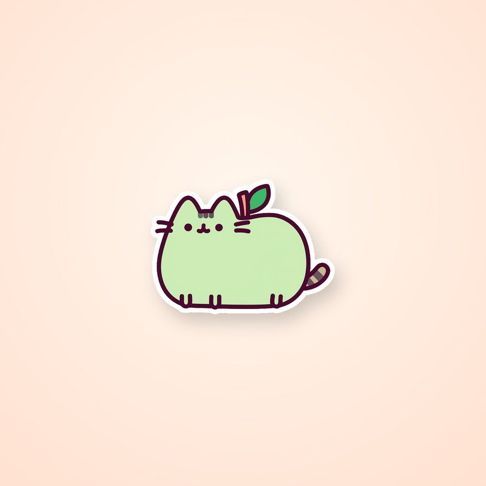 Mint Green Pusheen Apple Kawaii Cat Sticker
