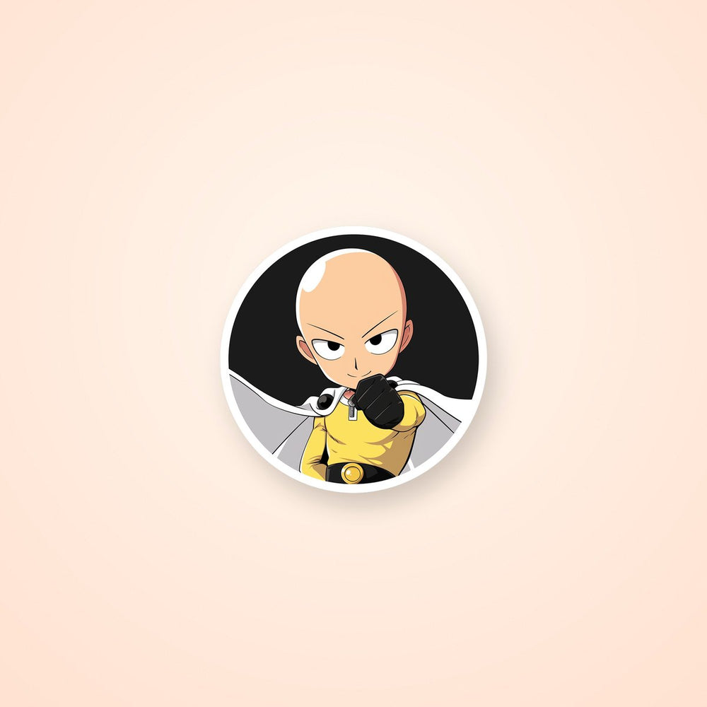 One-Punch Man Saitama Clenched Fist Black Round Sticker