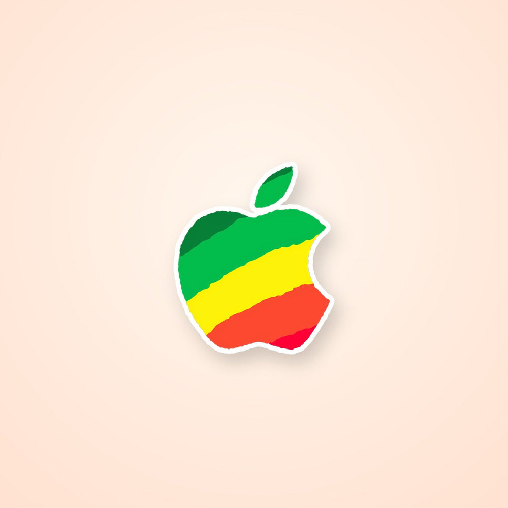 Apple Logo Brazil Flag Style Colorful Sticker