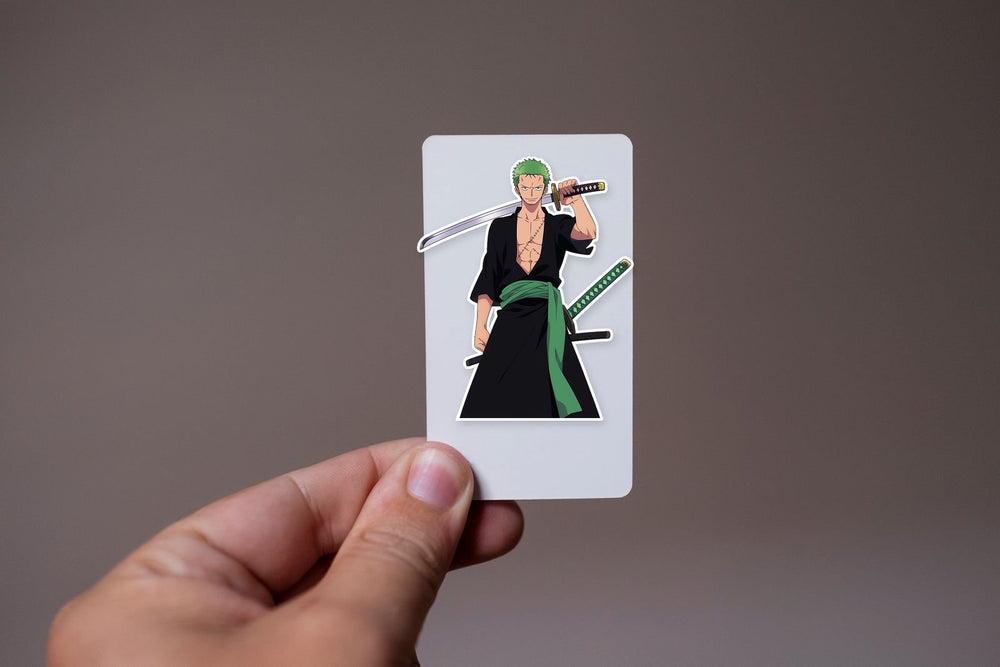 One Piece Ronoa Zoro Smiling Sword Behind Head Sticker