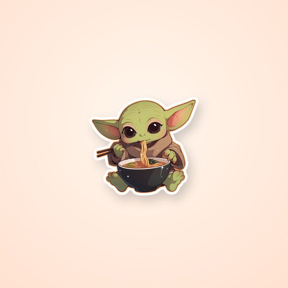 Cute Baby Yoda Ramen Noodles Sticker