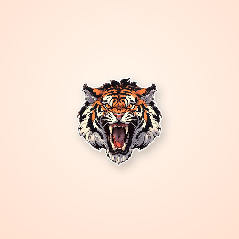 Angry Tiger Head Art Sticker