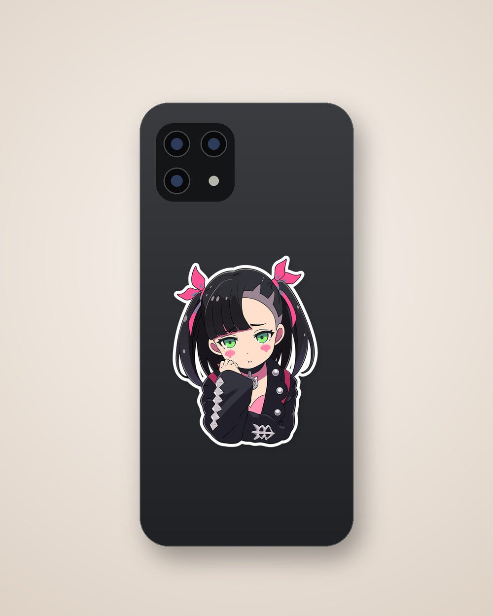 Sad Anime Girl with Green Eyes Sticker