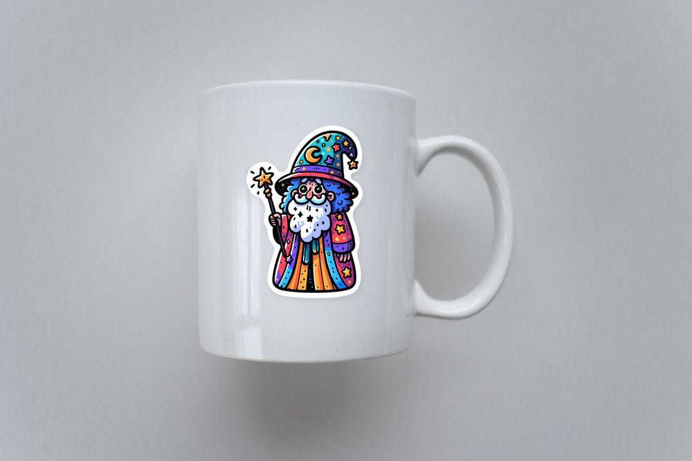 Colorful Wizard with Magic Wand Sticker
