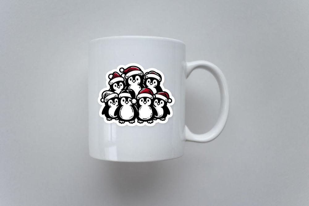 Cute Penguins in Christmas Hats Sticker