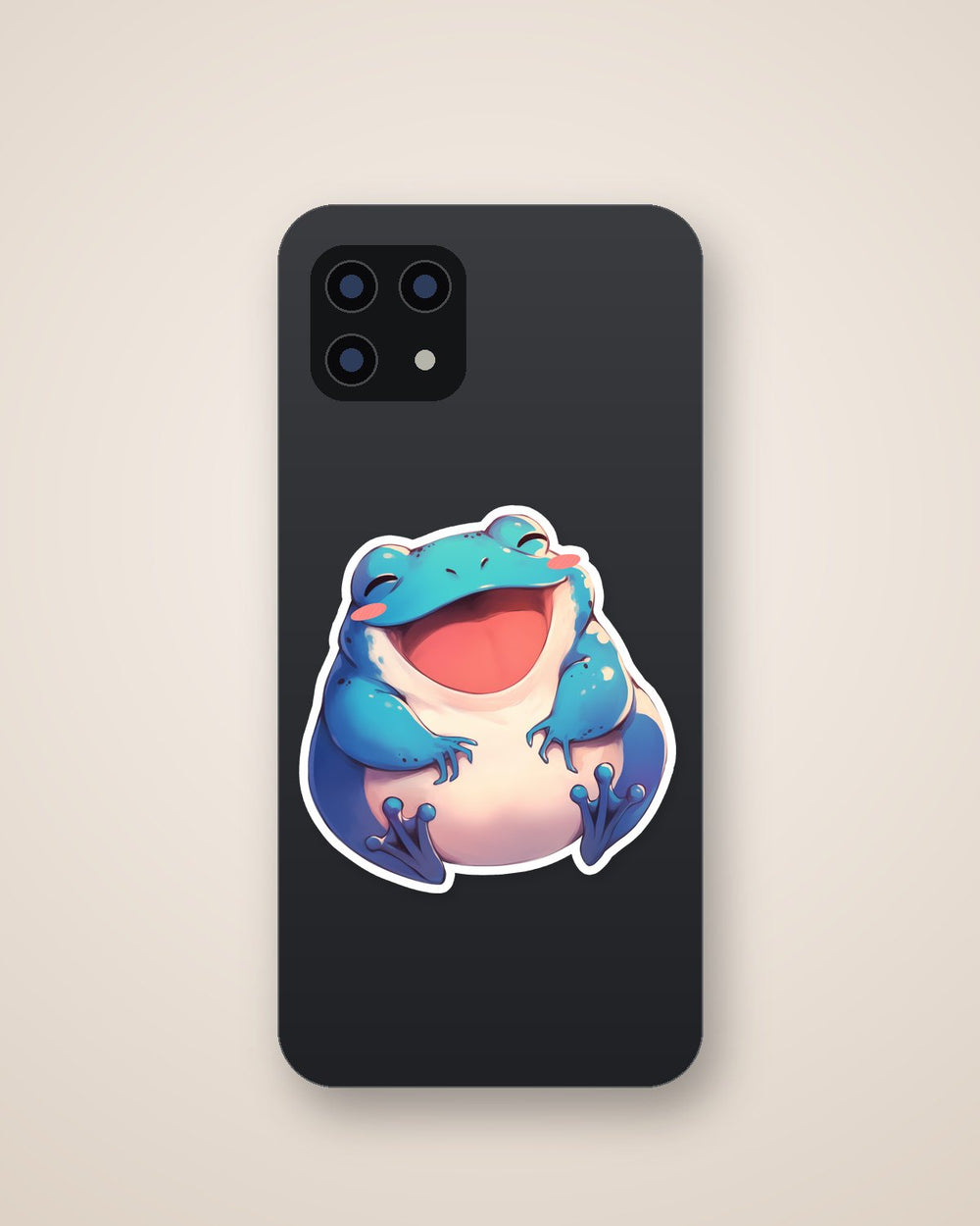 Cute Blue Frog Smiling Sticker