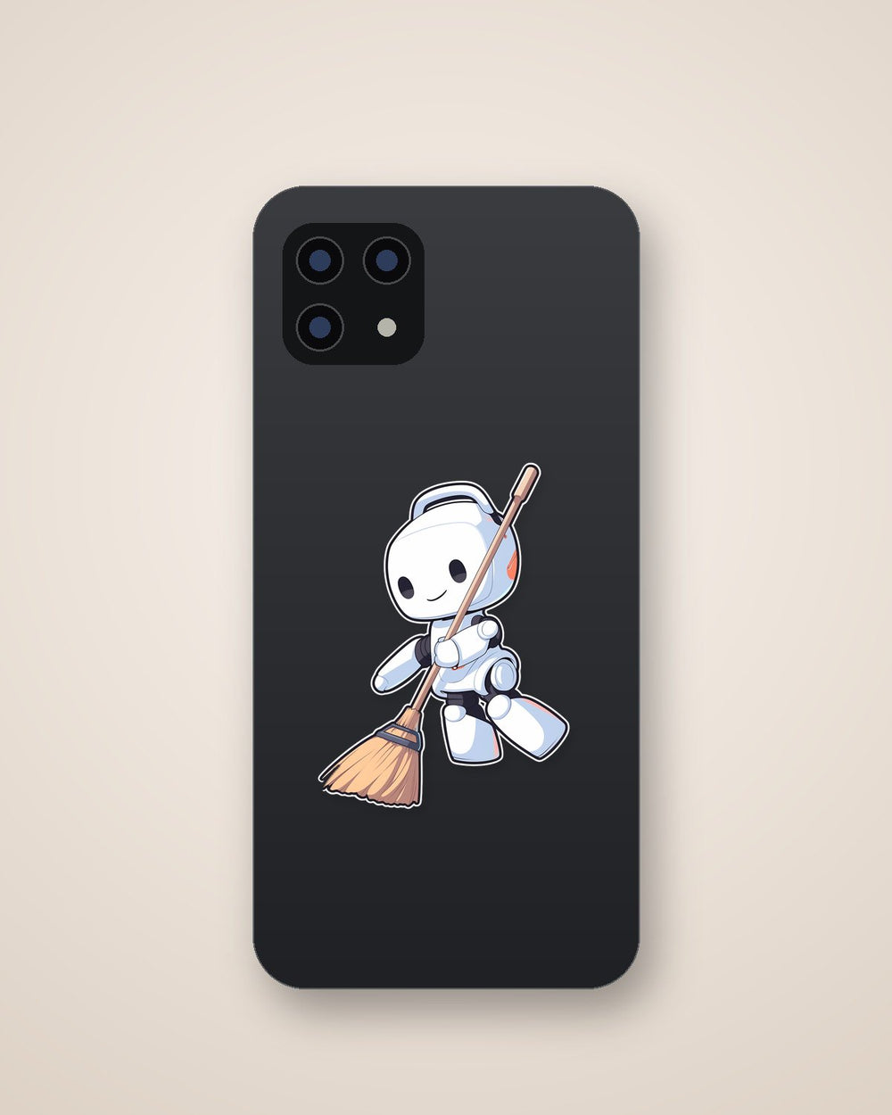 Robot Cleaner with Broom Sticker