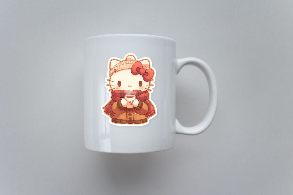 Hello Kitty Cozy Fall Coffee Kawaii Sticker