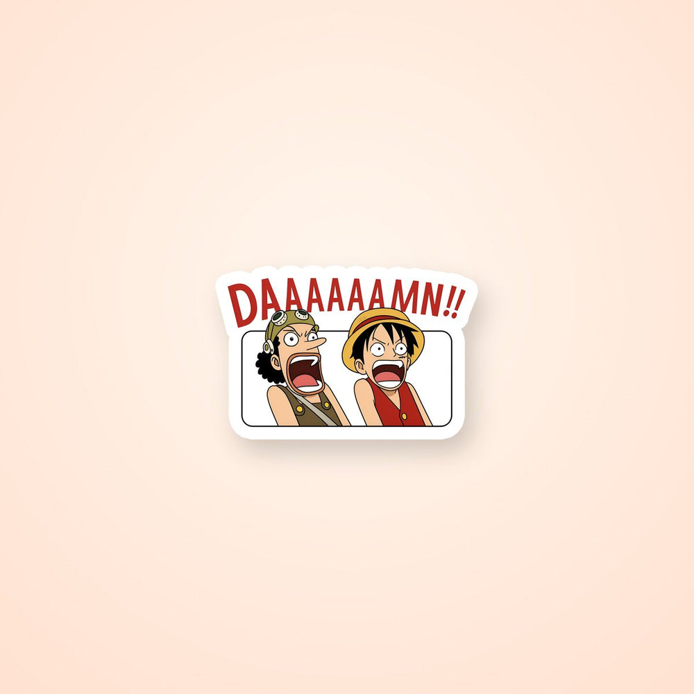 Luffy Usopp Daaamn One Piece Sticker