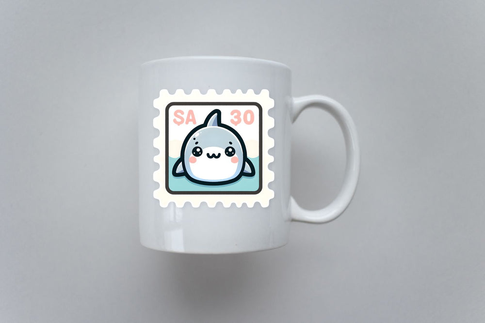 Kawaii Shark Postage Stamp Sticker