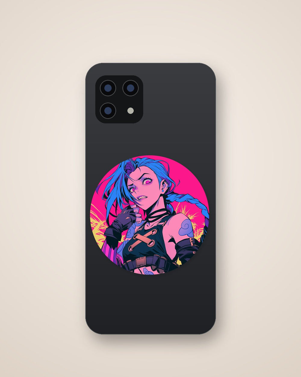 League of Legends Jinx Pink Eyes and Blue Hair Sticker