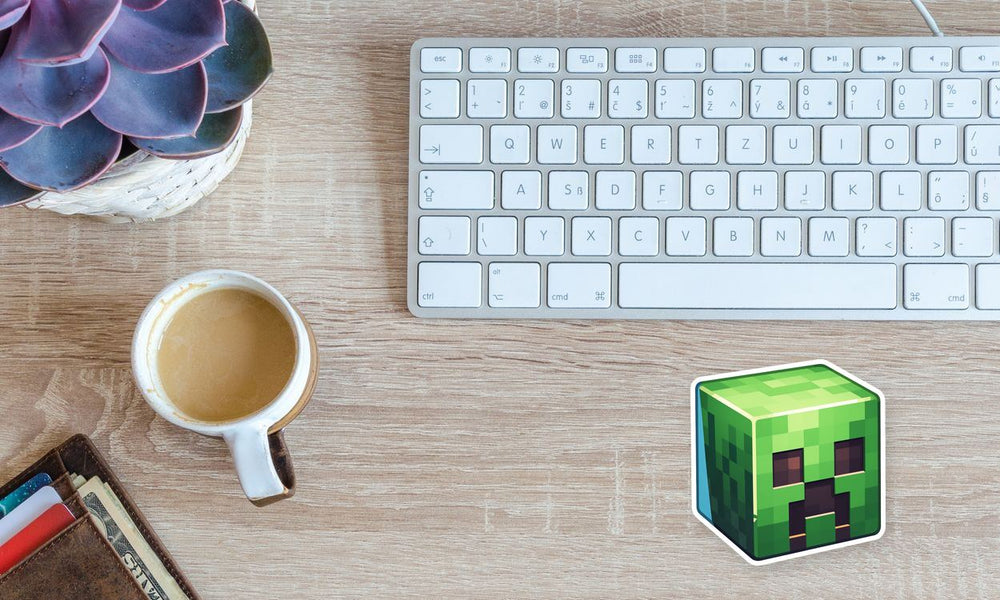 Minecraft Creeper Cube Head Sticker