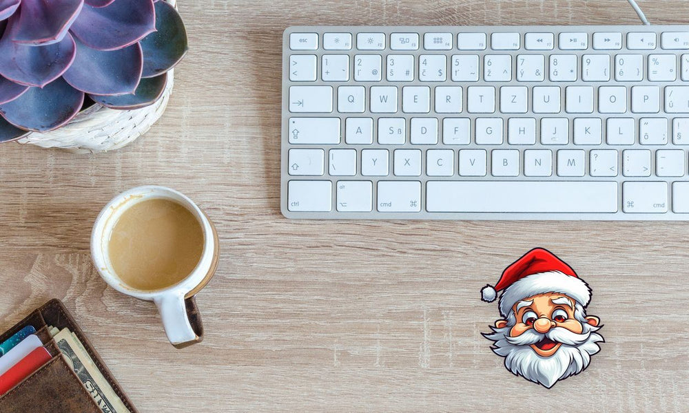 Cartoon Friendly Santa Head Sticker