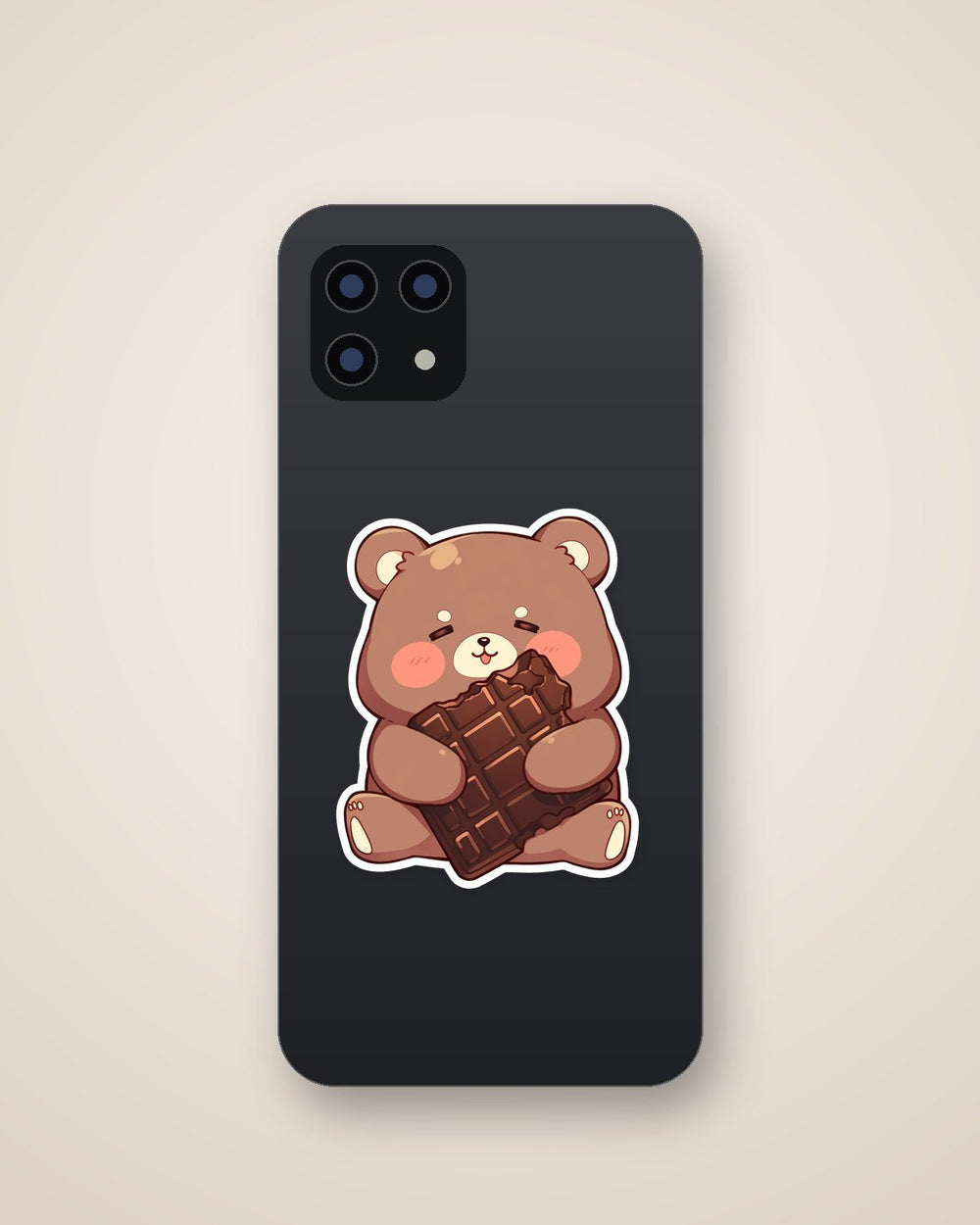 Cute Brown Bear with Chocolate Bar Sticker
