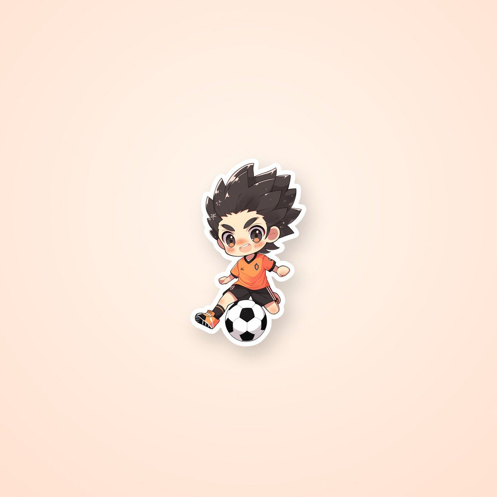 Cute Chibi Soccer Player Kick the Ball Sticker