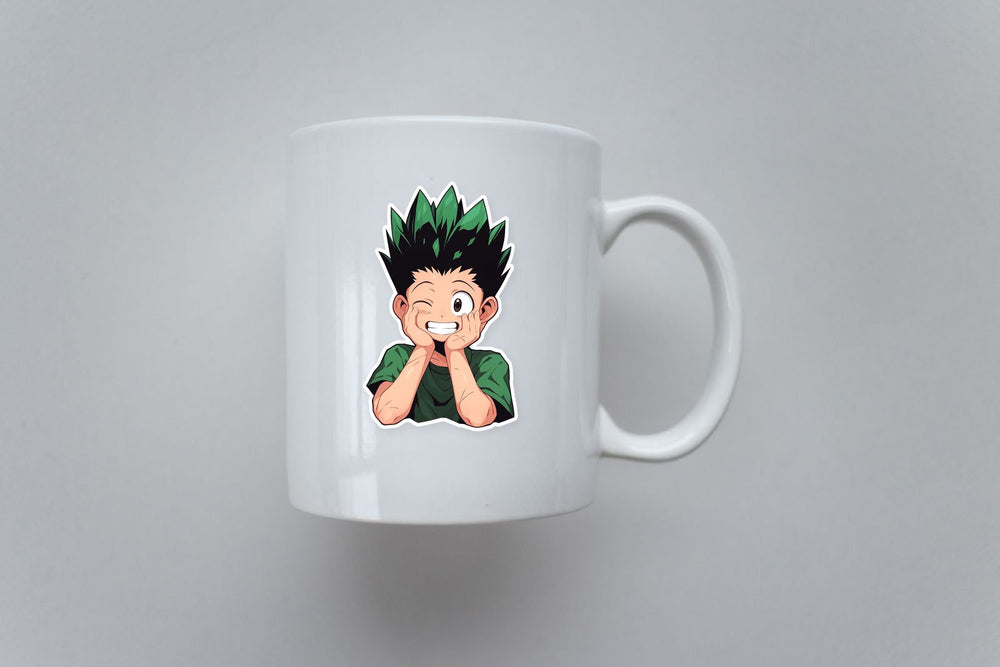 Smiling Gon Freecss Holding Head with Hands Sticker