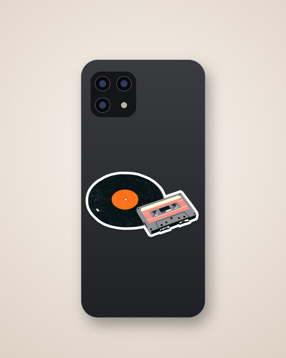 Retro Vinyl Record and Cassette Tape Sticker