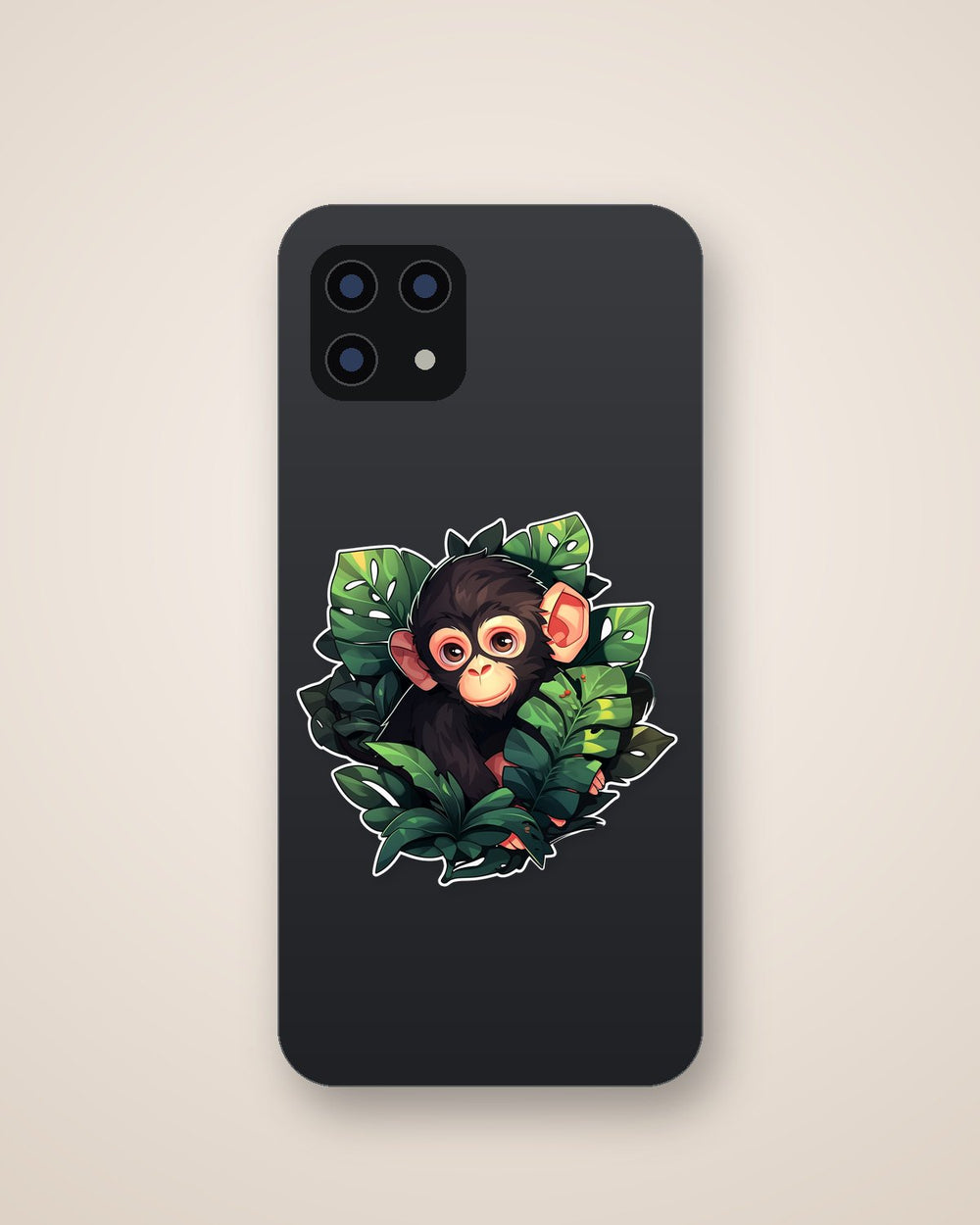 Little Monkey in Leaves Sticker