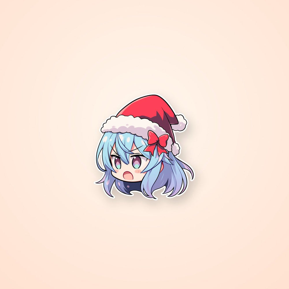 Cute Anime Girl with Santa Hat Sticker