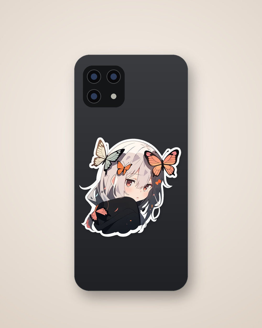 Cute Anime Girl with Butterflies Sticker