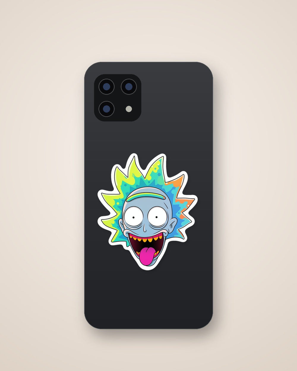 Trippy Rick Sanchez Head Tongue Out Sticker