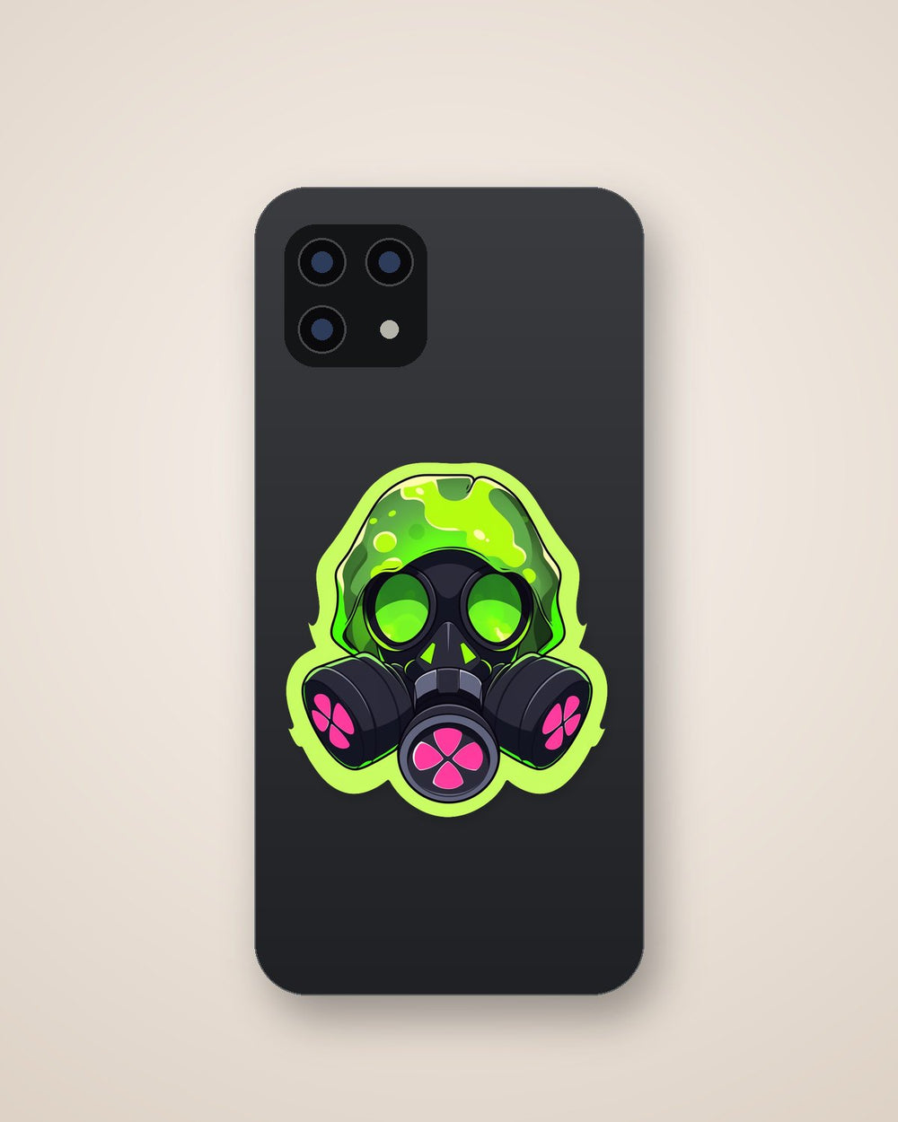 Green Biohazard Toxic Mask Sticker