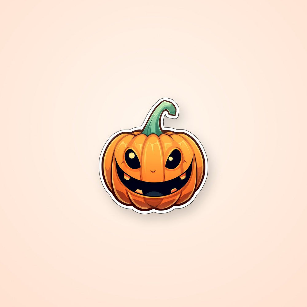 Funny Smiling Halloween Pumpkin Sticker
