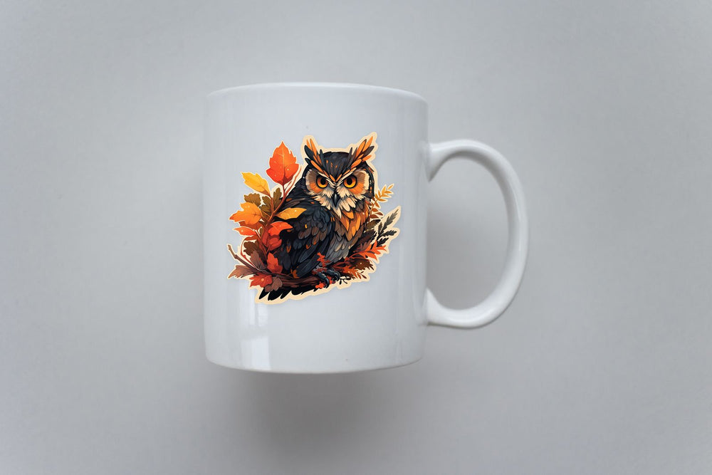 Owl in Fall Foliage Sticker