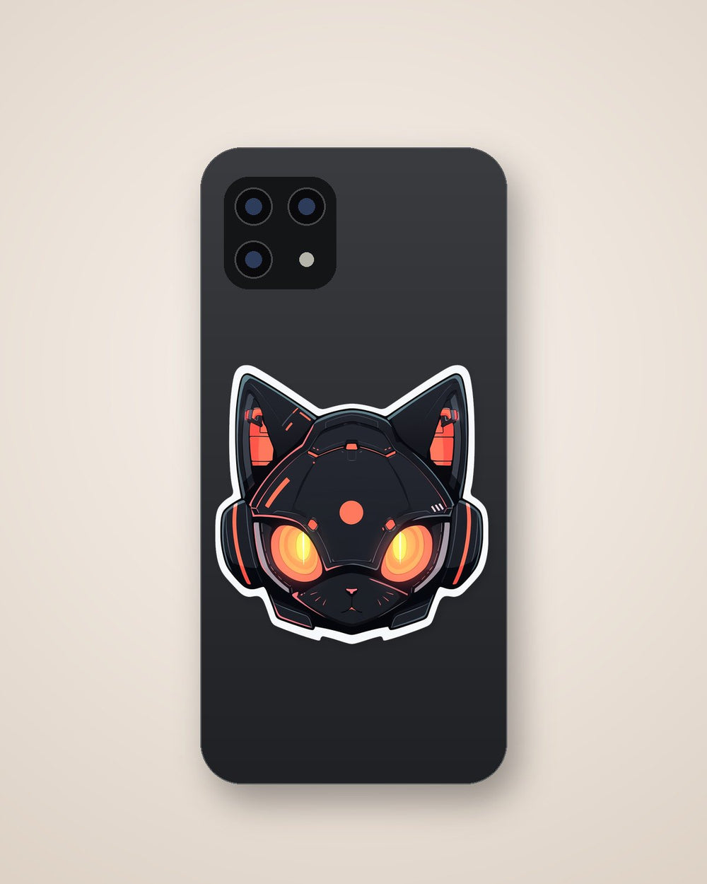 Black Cyber Cat Sticker