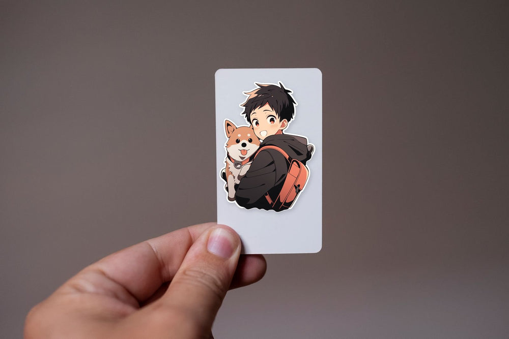 Anime Boy with Shiba Inu Sticker