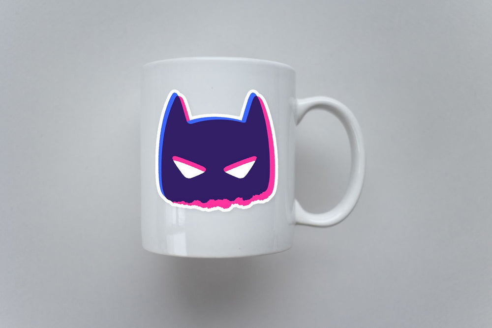 Neon Purple Evil Batman Face Sticker