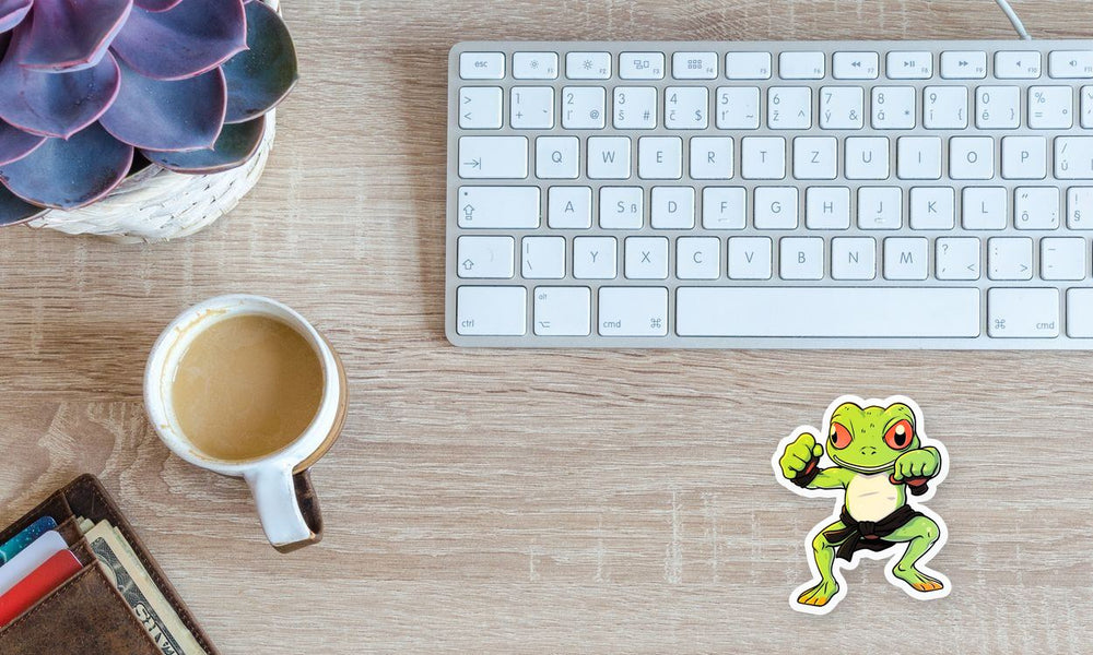Green Karate Frog Sticker