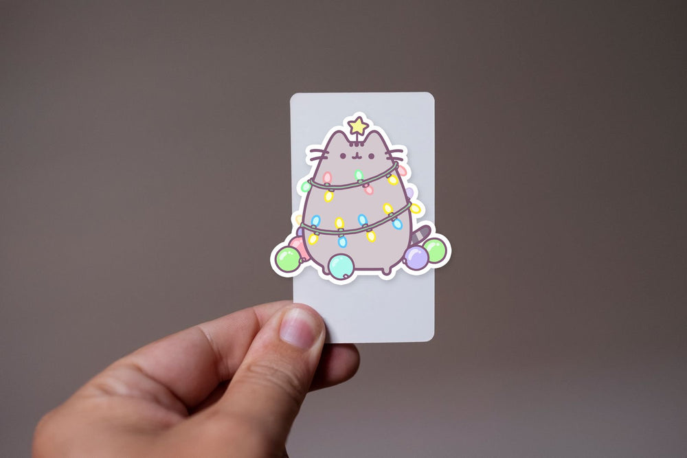 Pusheen Christmas Tree Lights Sticker