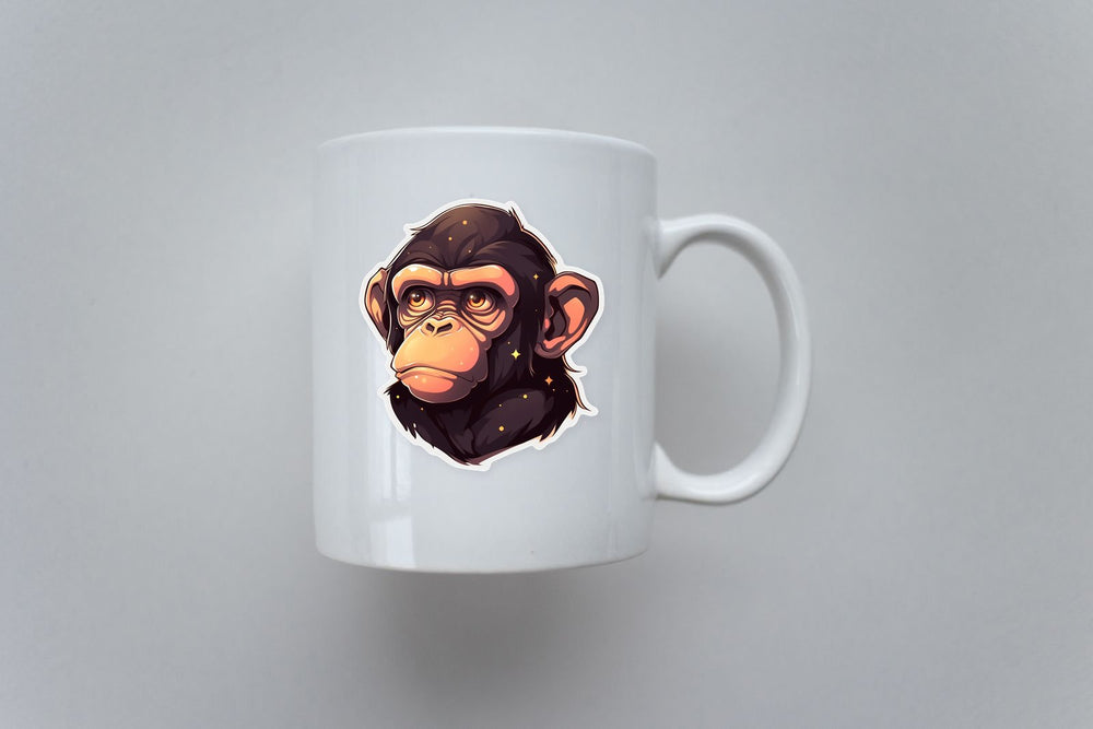 Brown Chimpanzee Head Sticker