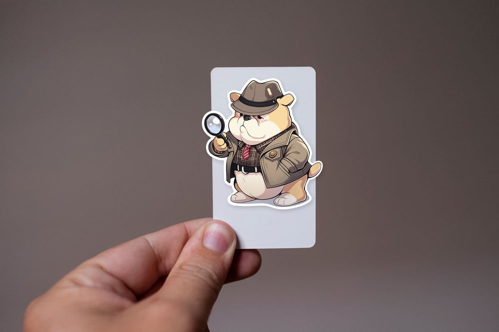 Serious Detective Dog with Magnifying Glass Sticker