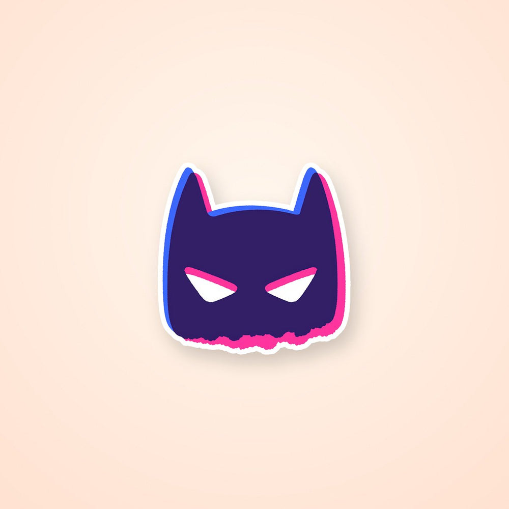 Neon Purple Evil Batman Face Sticker