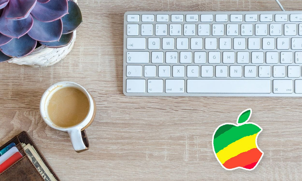 Apple Logo Brazil Flag Style Colorful Sticker