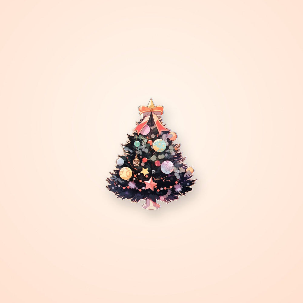 Beautiful Christmas Tree with Ribbon Sticker