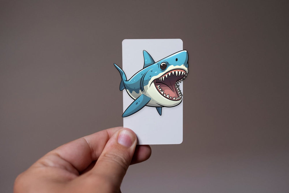 Cartoon Big Toothy White Shark Sticker
