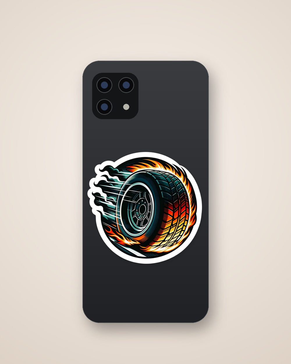 Burning Wheel in Motion Sticker