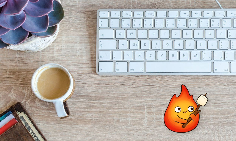 Calcifer Roasting Marshmallow Anime Sticker