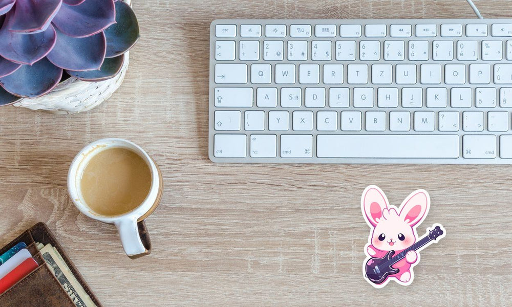 Cute Bunny with a Guitar Sticker