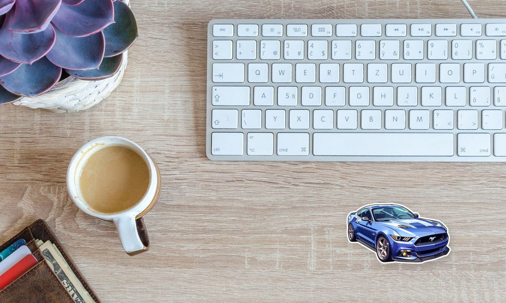 Blue Ford Mustang Car Sticker