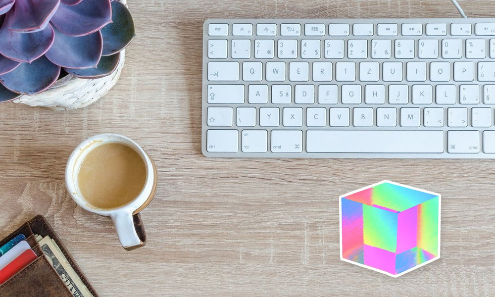 Crystal Cube Rainbow Holographic Sticker
