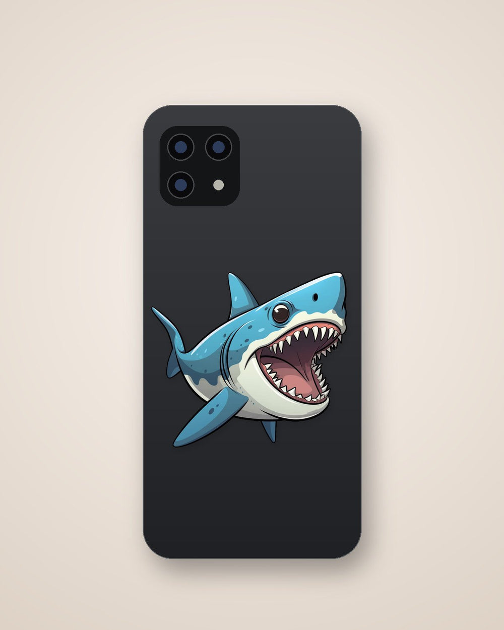 Cartoon Big Toothy White Shark Sticker