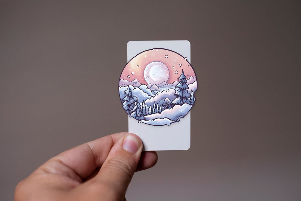 Aesthetic Winter Snowy Landscape Round Sticker