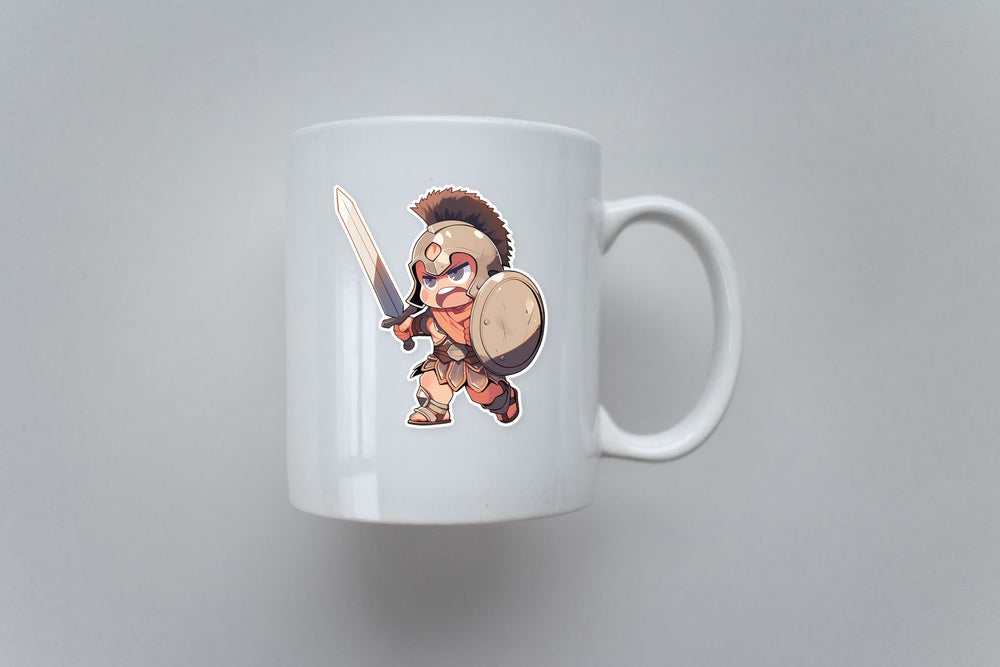 Child Gladiator Running into Battle Sticker