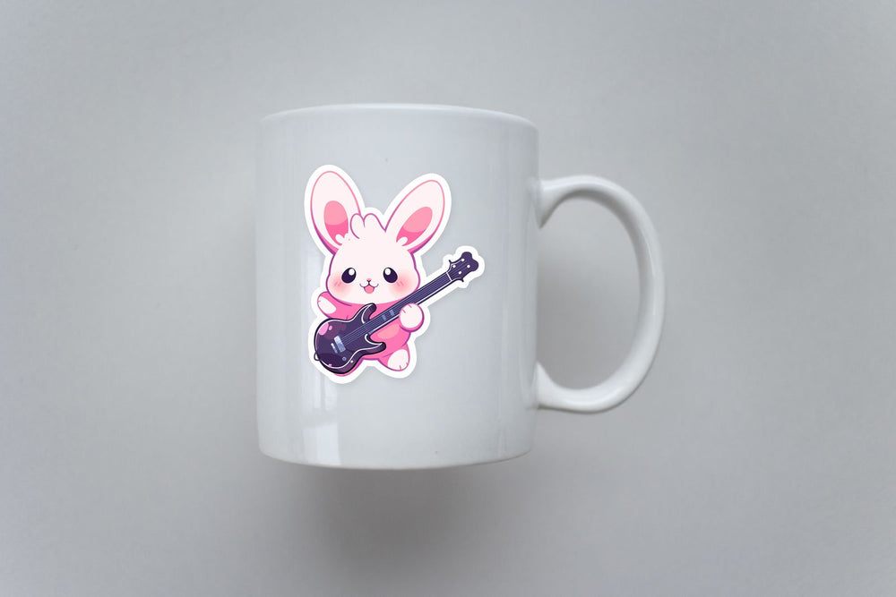Cute Bunny with a Guitar Sticker