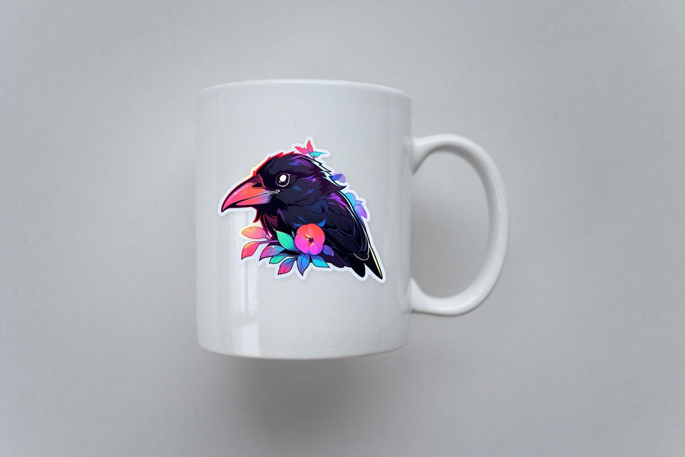 Crow & Leaves Colorful Sticker